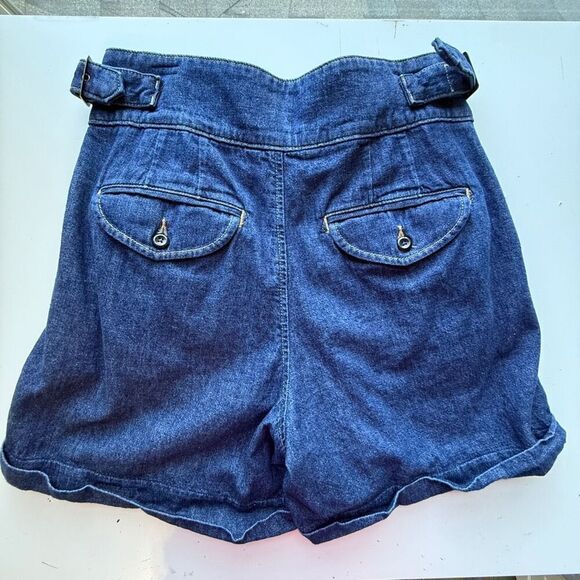 Banana Republic High Rise Double-belted Cuffed Hem BR Explorer Denim Shorts Sz 6 - Picture 2 of 11